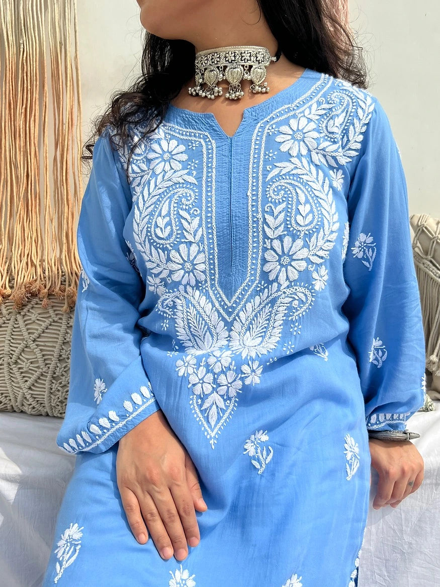 Uzma_Tranquil_Blue_Cotton_Kurta_shop_Namastay