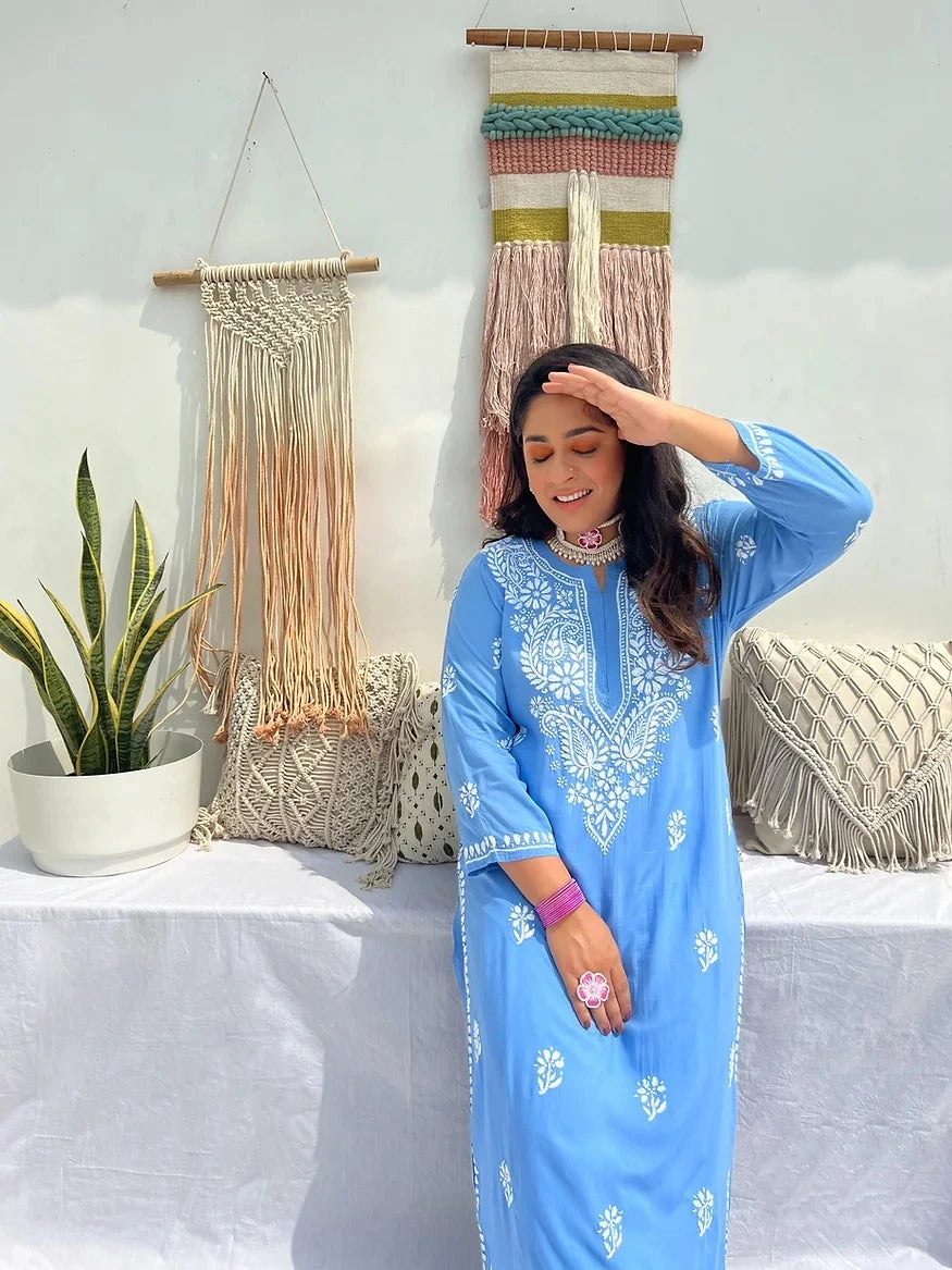 Uzma_Tranquil_Blue_Cotton_Kurta_shop_Namastay