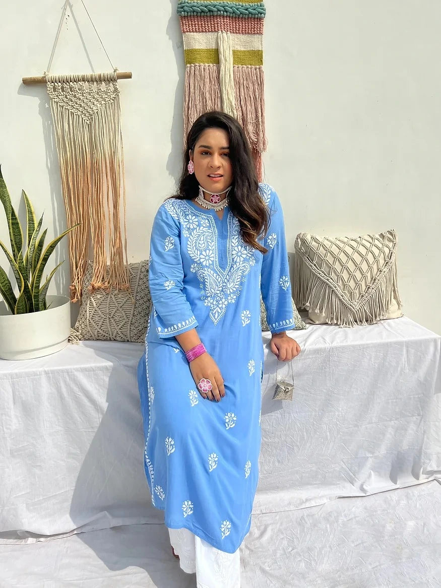 Uzma_Tranquil_Blue_Cotton_Kurta_shop_Namastay