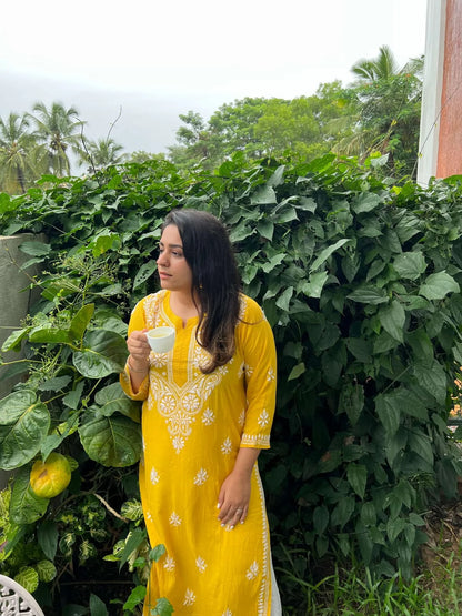 Bano Sunrise Yellow Hand Embroidered Kurta
