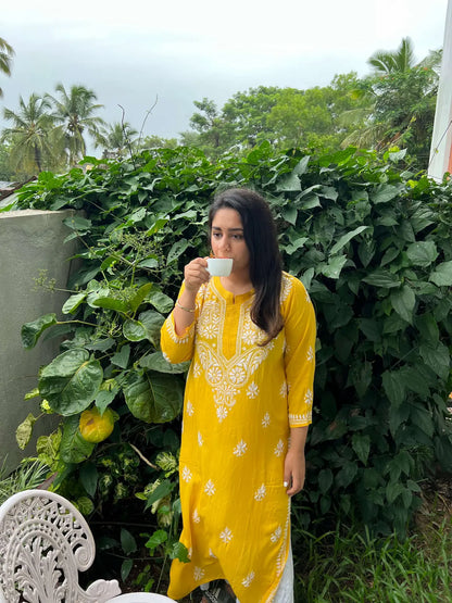 Bano Sunrise Yellow Hand Embroidered Kurta