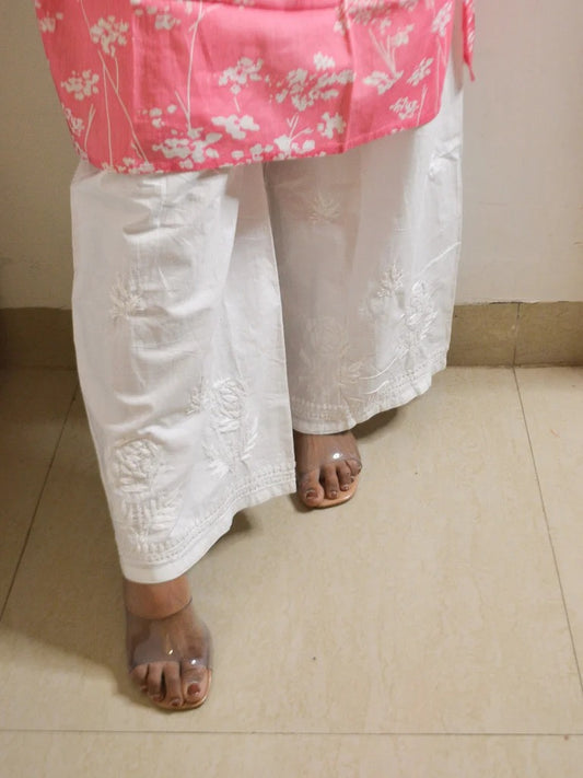 Gul White Chikankari Palazzo